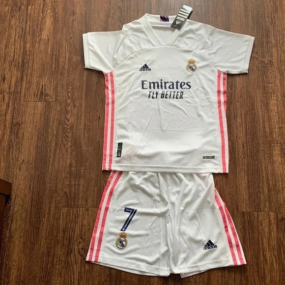 Adidas Real Madrid Hazard #7 Soccer Jersey & Shorts Set XL New - Picture 1 of 6